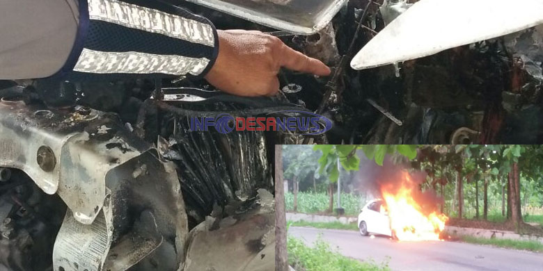 Akibat konsleting Arus listrik dari Accu Honda Jazz Hangus Terbakar