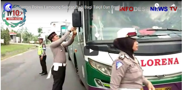 Video Satlantas Polres Lampung Selatan Membagikan Ratusan takjil  Kepada  Pengendara Kendaraan Bermotor