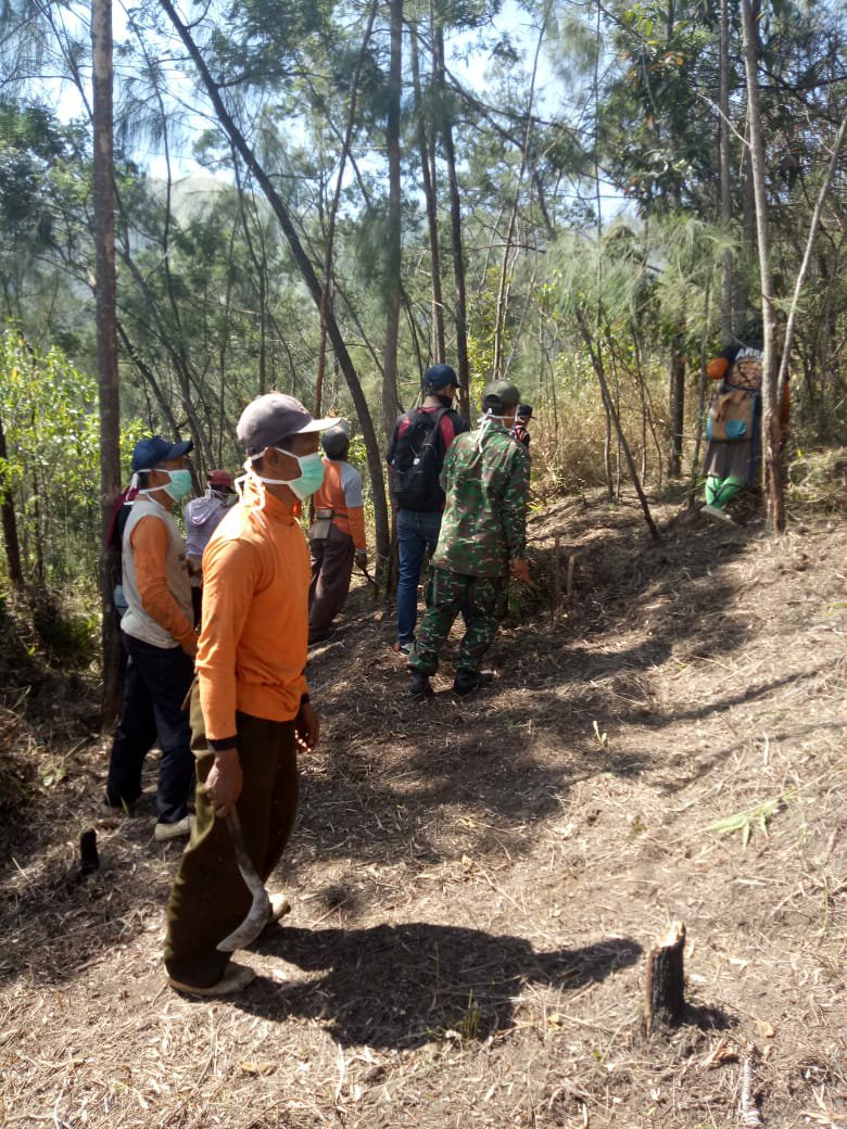 Petugas Gabungan Buat Sekat Cegah Meluasnya Api Di Gunung Wilis Nganjuk