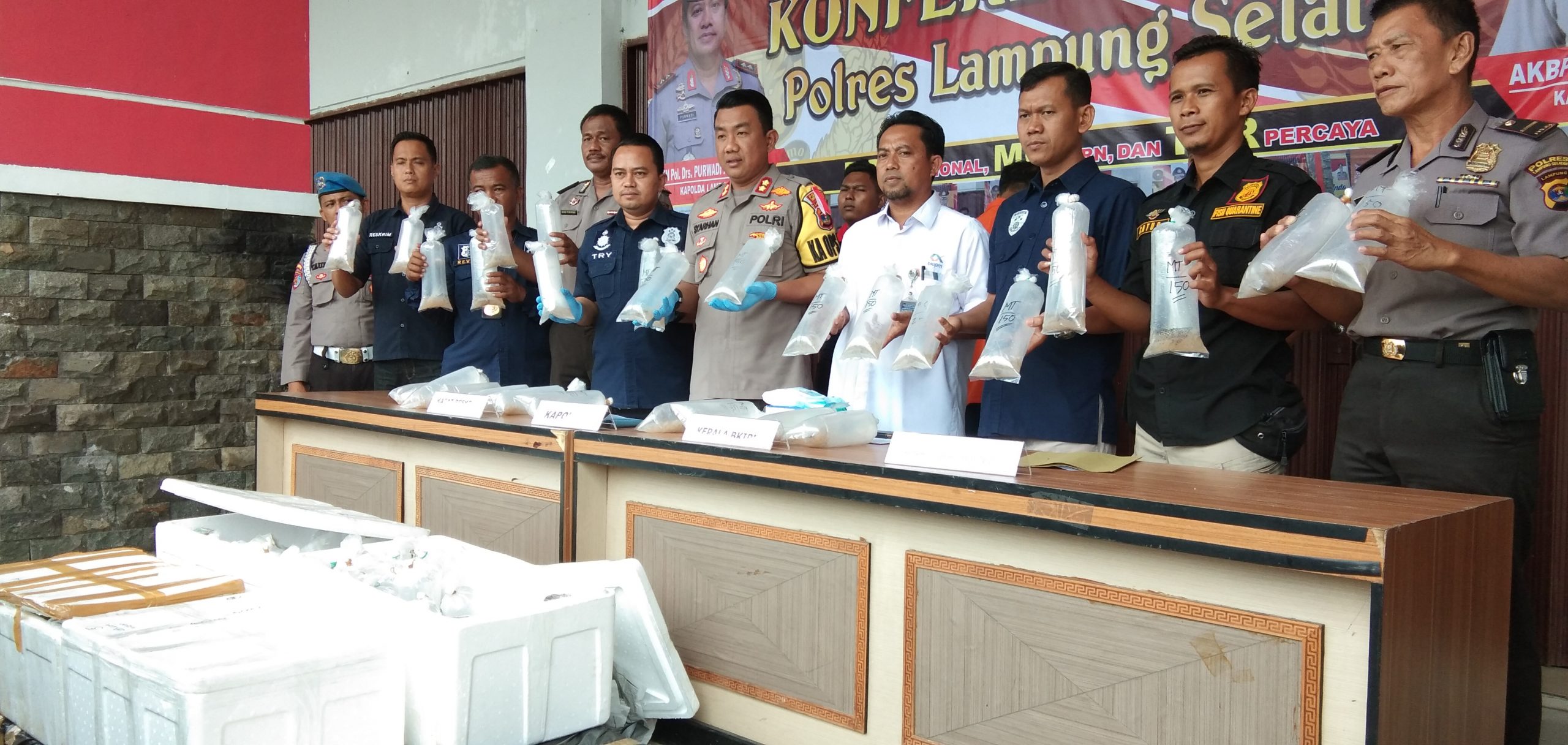 Polres Lampung Selatan Gagalkan Puluhan Ribu Penyelundupan Bibit Lobster