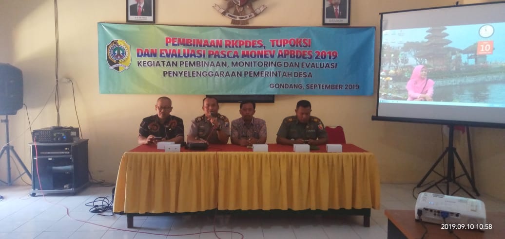 Danramil Gondang Hadiri Pembukaan Pembinaan RKPDes Tupoksi dan Evaluasi Pasca Monev APBDes 2019