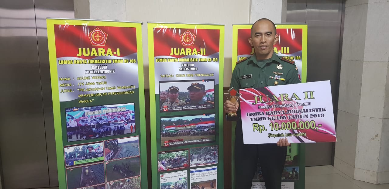 Kodim Trenggalek Raih Juara II Lomba Karya Jurnalistik TMMD 105 Tahun 2019