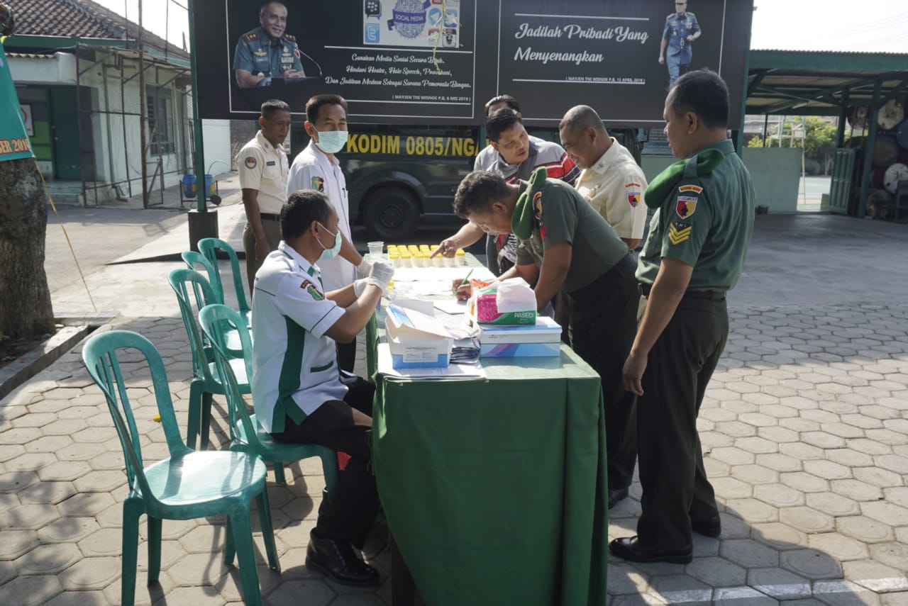Kodim Ngawi Selenggarakan Penyuluhan P4GN Dan Tes Urine TW. III TA. 2019
