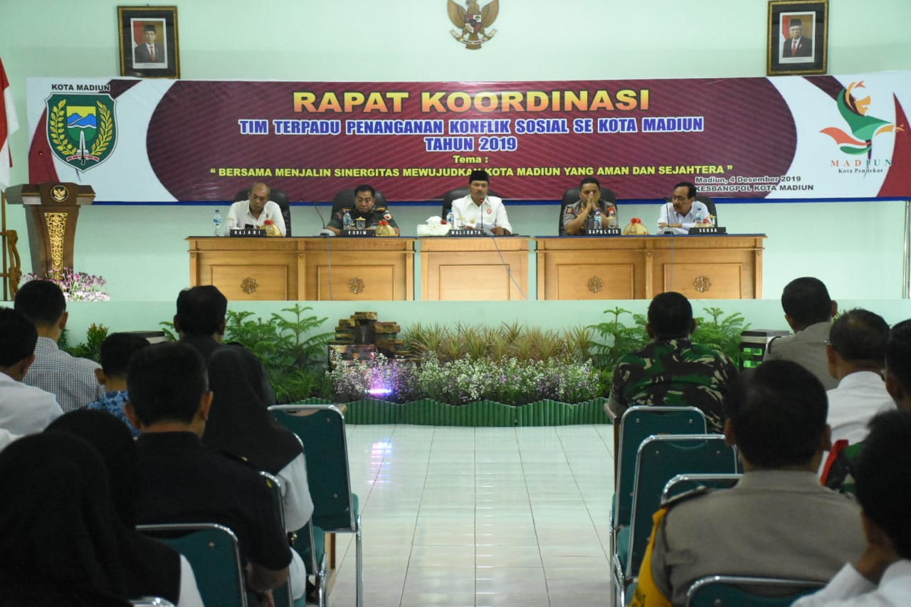 Dandim Madiun Rakor Tim Terpadu Penanganan Konflik Sosial Se-Kota Madiun Tahun 2019