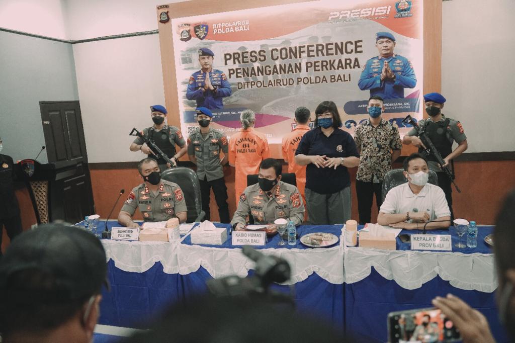 Dit Polairud Polda Bali Gelar Press Release Kasus Perlindungan Satwa Dilindungi
