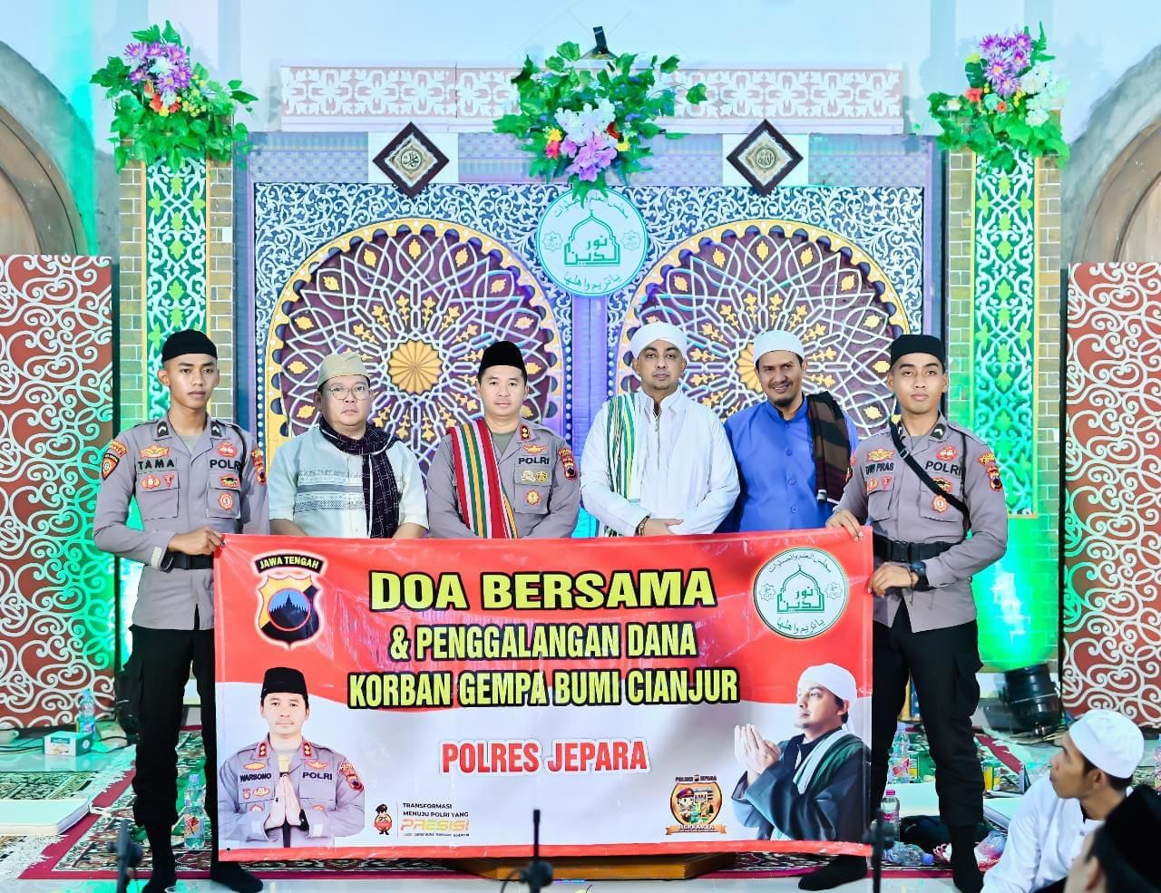 Korban Gempa Cianjur, Polres Jepara dan Majelis Nuruddin Doa Bersama Beserta Galang Dana