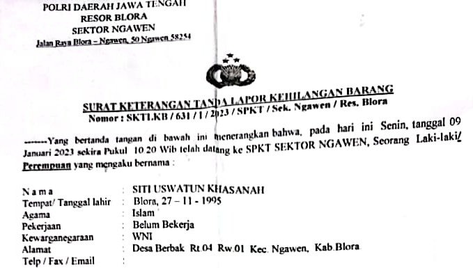 Berita Kehilangan STNK Sepeda Motor Beat Merah Hitam
