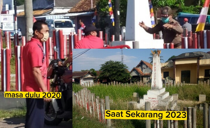 Warga Keluhkan Kondisi Tugu Proklamasi di Kecamatan Pagelaran Yang Tak Terawat