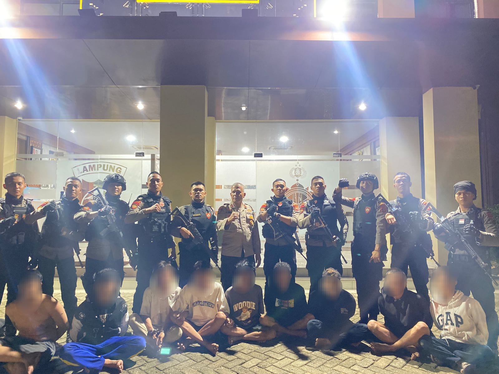 Tim Patroli Ditsamapta Polda Lampung Amankan Gerombolan Geng Motor