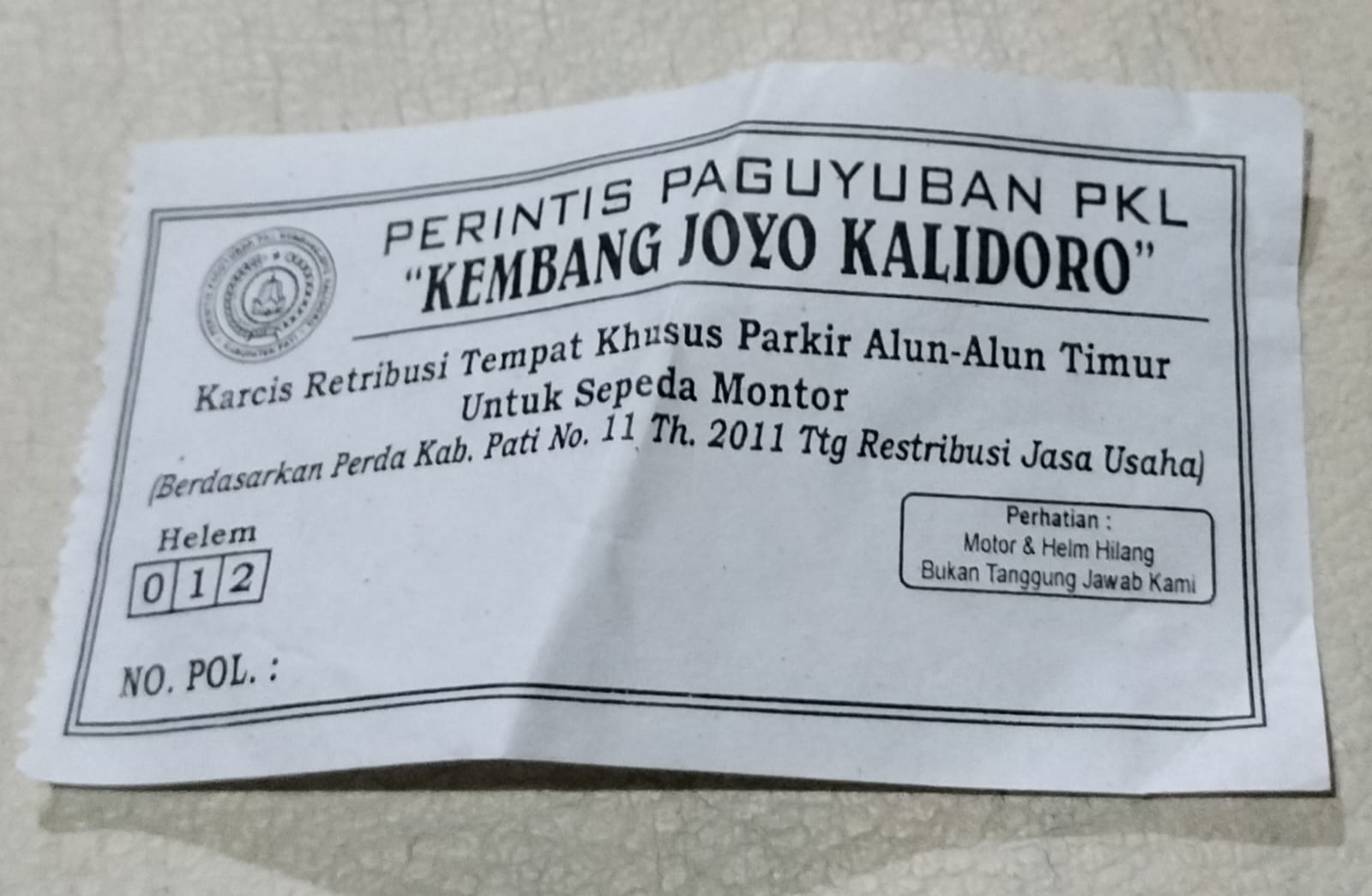Ngeri Banget, Karcis Parkir Kosong, Tarikannya Mahal lho !!!
