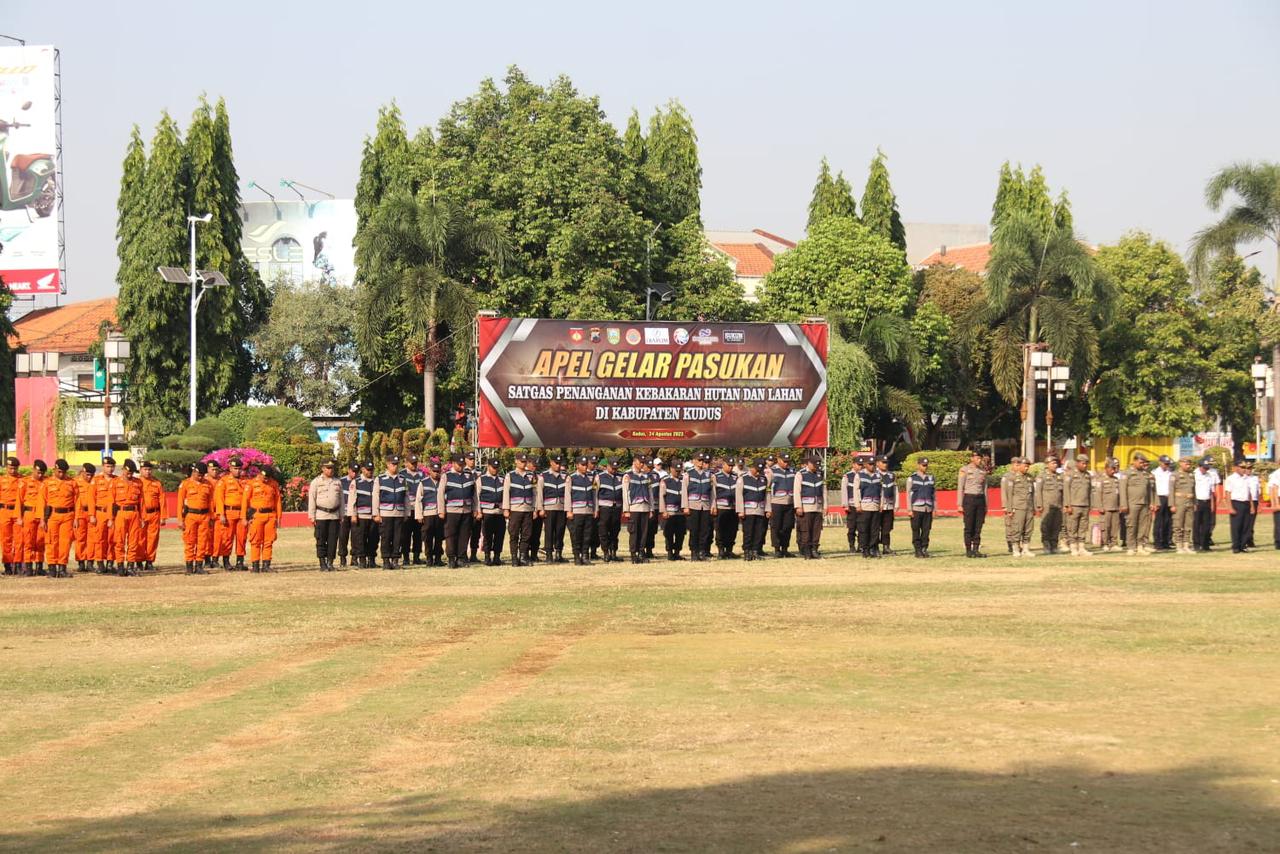 Waspada Karhutla, Polres Kudus Gelar Pasukan Satgas