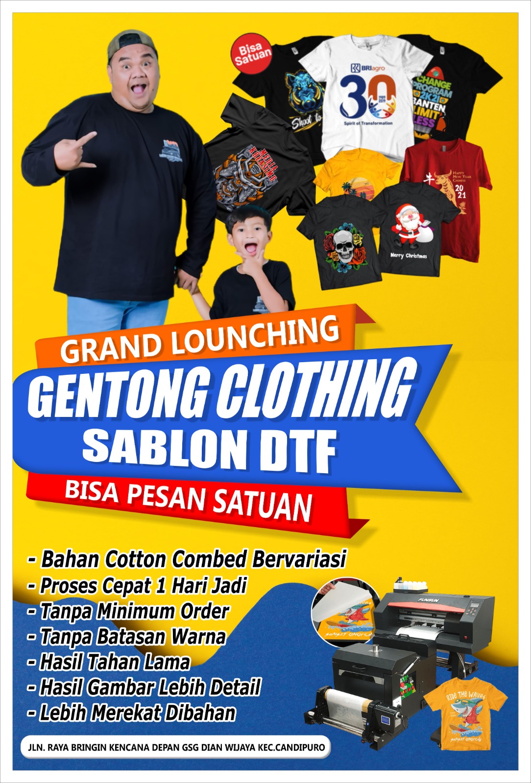 Gentong Clothing Sablon DTF Siap Melayani Pesanan Jumlah Besar dan Satuan