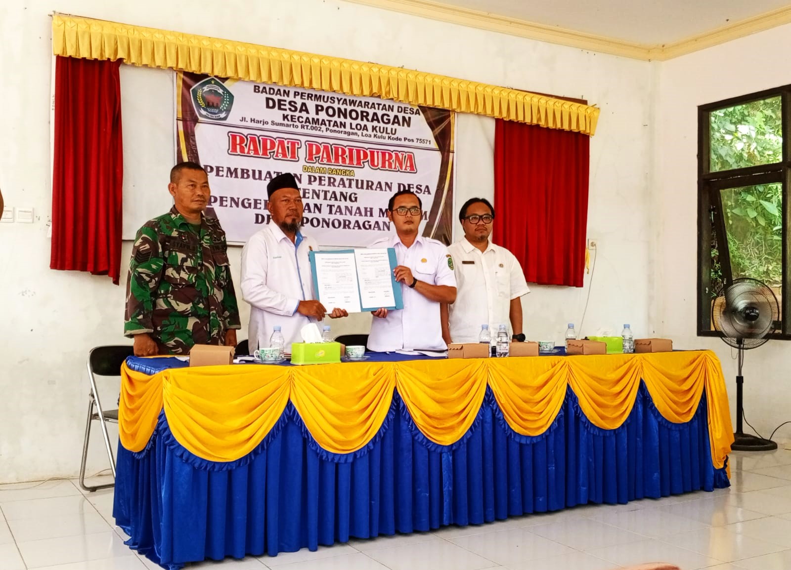 Babinsa Ponoragan Hadiri Rapat Paripurna Terkait Perdes Pengelolaan Tanah Makam