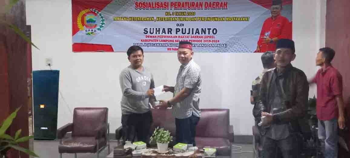 Anggota Komisi III DPRD Lamsel Suhar Pujianto Sosialisasikan Perda No 3 Tahun 2020