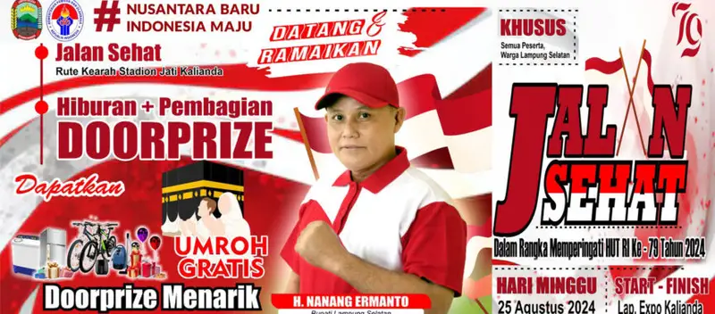 Semarak HUT Ke-79 RI, Pemkab Lamsel Gelar Jalan Sehat, Hadiah Utama Umrah Gratis