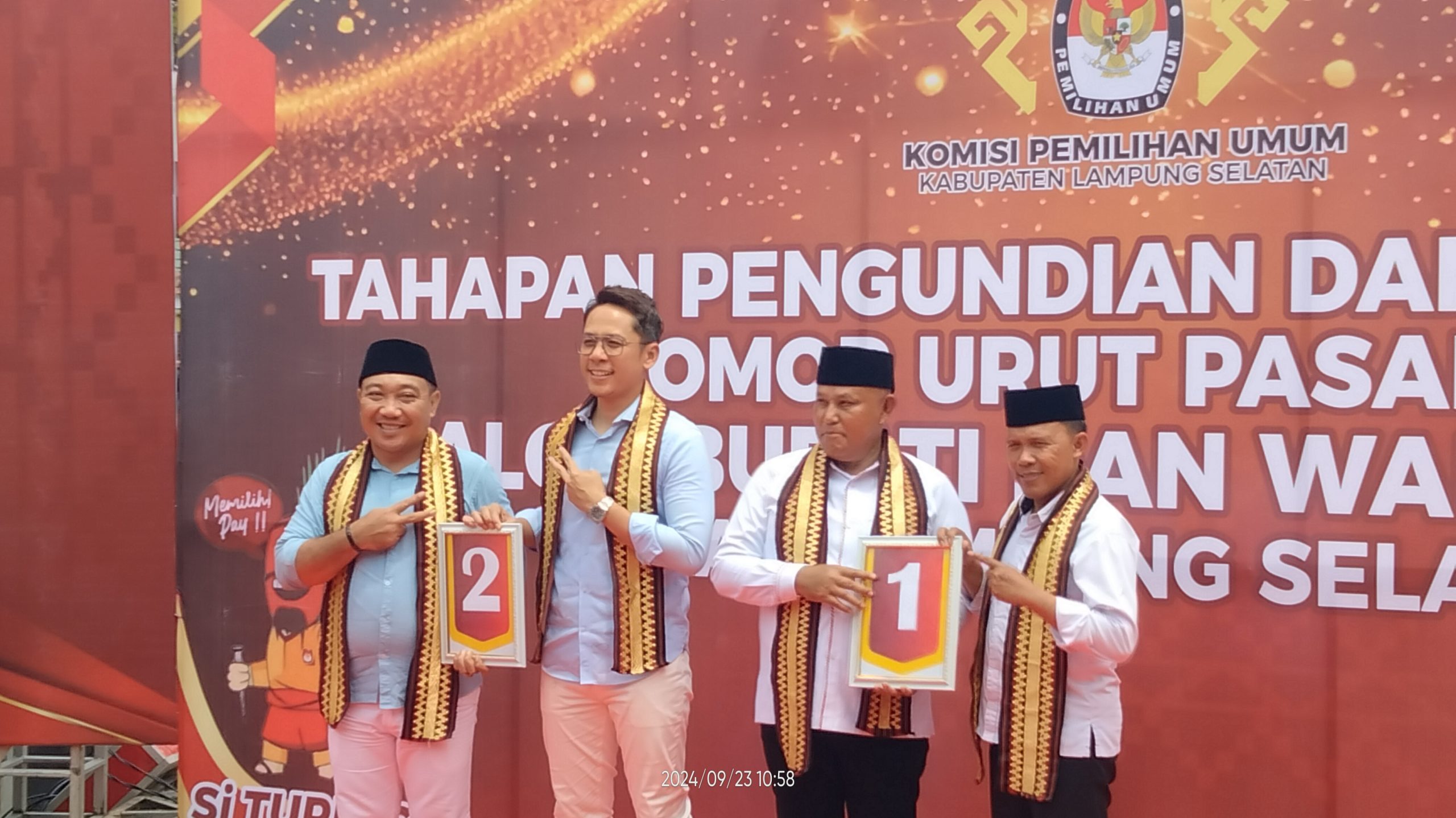 Berikut Nomor Urut Paslon Bupati Lampung Selatan Hasil Undian di KPU