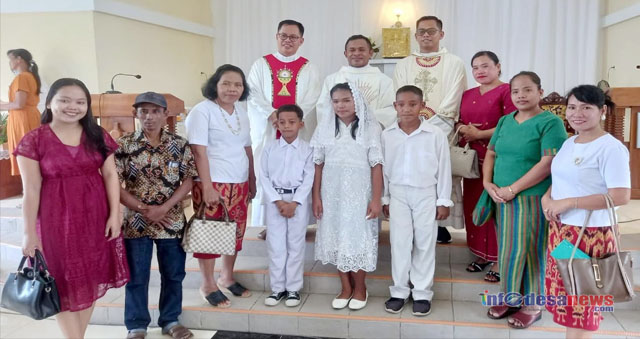 Anak Terima Komuni Pertama di Paroki Siti Maryam Saluampak 98 Orang