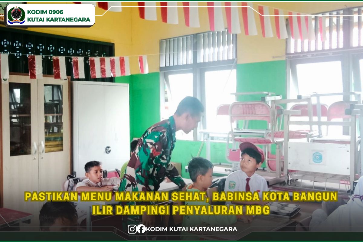 Pastikan Menu Makanan Sehat, Babinsa Kota Bangun Ilir Dampingi Penyaluran MBG
