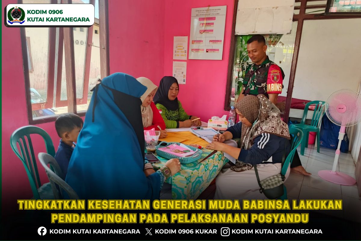 Tingkatkan Kesehatan Generasi Muda Babinsa Lakukan Pendampingan Pada Pelaksanaan Posyandu