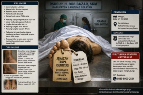 Jenazah Pria Tanpa Identitas di Pantai Ketang Belum Dikenali, RSUD Buka Informasi Publik