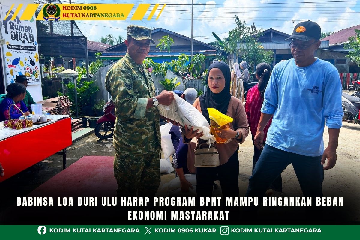 Babinsa Loa Duri Ulu Harap Program BPNT Mampu Ringankan Beban Ekonomi Masyarakat