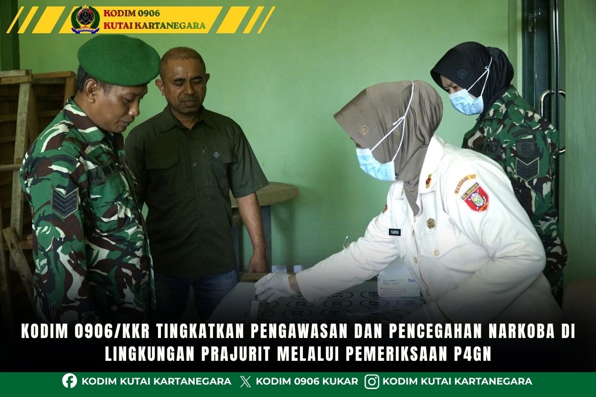 Kodim 0906/Kkr Tingkatkan Pengawasan dan Pencegahan Narkoba di Lingkungan Prajurit Melalui Pemeriksaan P4GN