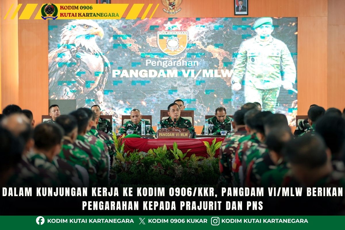 Dalam Kunjungan Kerja ke Kodim 0906/Kkr, Pangdam VI/Mlw Berikan Pengarahan kepada Prajurit dan PNS