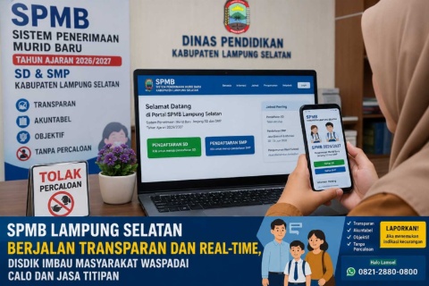SPMB SD-SMP di Lampung Selatan Berjalan Transparan dan Real-Time, Disdik Imbau Masyarakat Waspadai Calo dan Jasa Titipan
