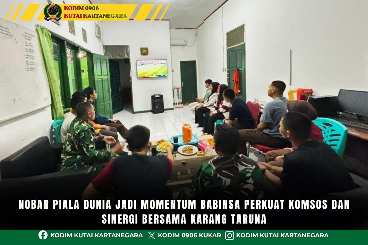 Nobar Piala Dunia Jadi Momentum Babinsa Perkuat Komsos Dan Sinergi Bersama Karang Taruna