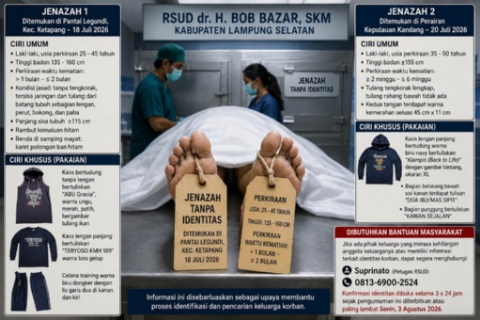 Dua Jenazah Mr X Belum Teridentifikasi, RSUD Bob Bazar Minta Keluarga Korban Segera Melapor