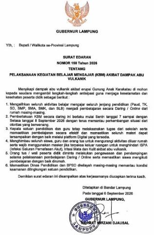 Abu Vulkanik Gunung Anak Krakatau Mengancam, Gubernur Lampung Keluarkan Surat Edaran