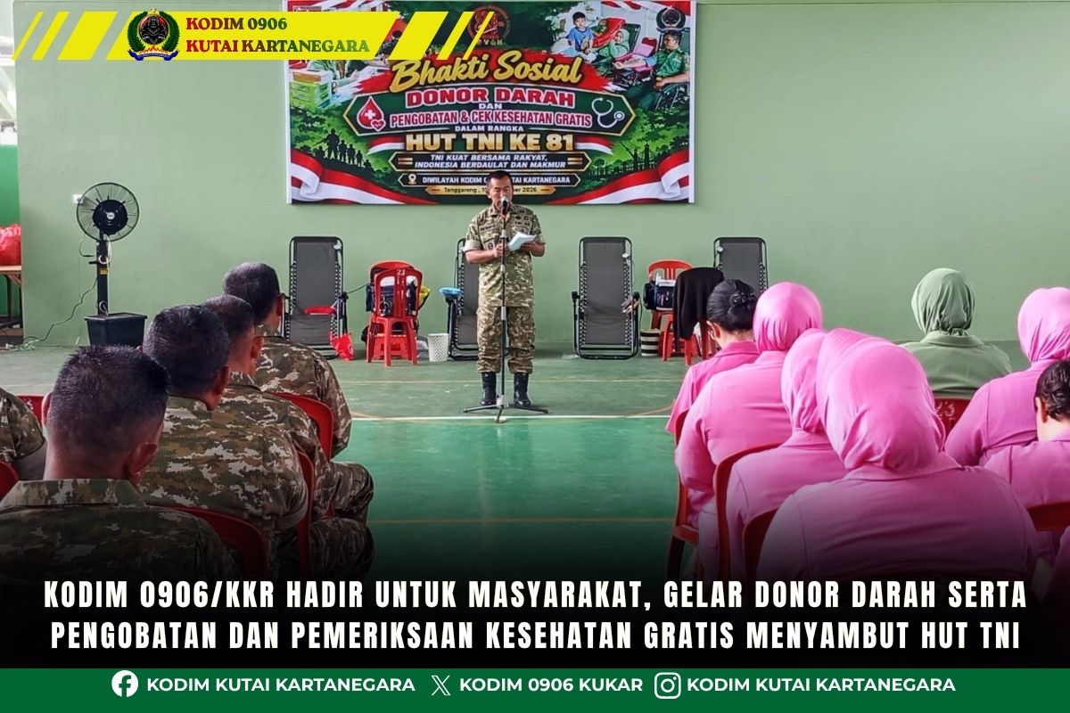 Kodim 0906/Kkr Hadir Untuk Masyarakat, Gelar Donor Darah Serta Pengobatan Dan Pemeriksaan Kesehatan Gratis Menyambut HUT TNI